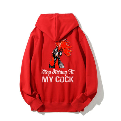 Stop Staring at My Cock Printed Back Unisex Cotton Hoodie