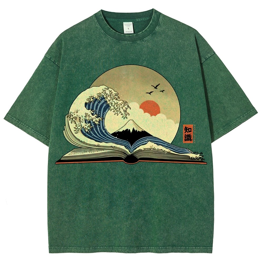The Great Wave of Knowledge Vintage Distressed T-shirt