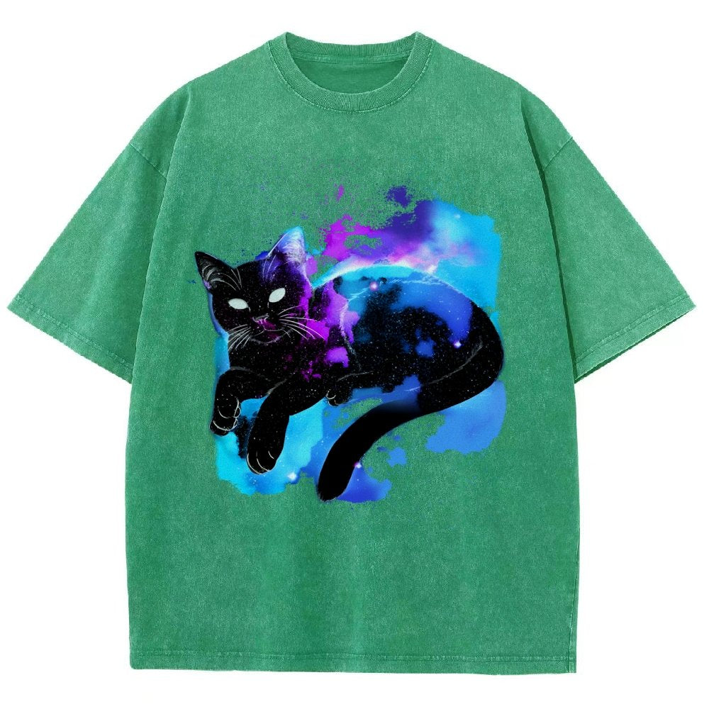 Space Cat Vintage Distressed T-shirt