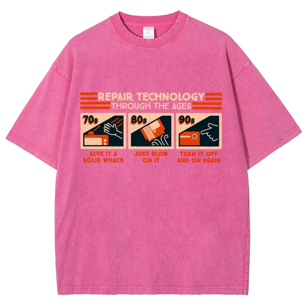 Repair Technology Through the Ages Vintage Distressed T-shirt