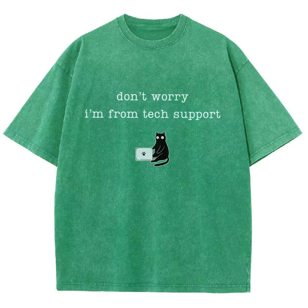 Don't Worry I'm From Tech Support Cat Vintage Distressed T-shirt