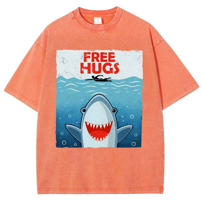 Free Shark Hugs Vintage Distressed T-shirt