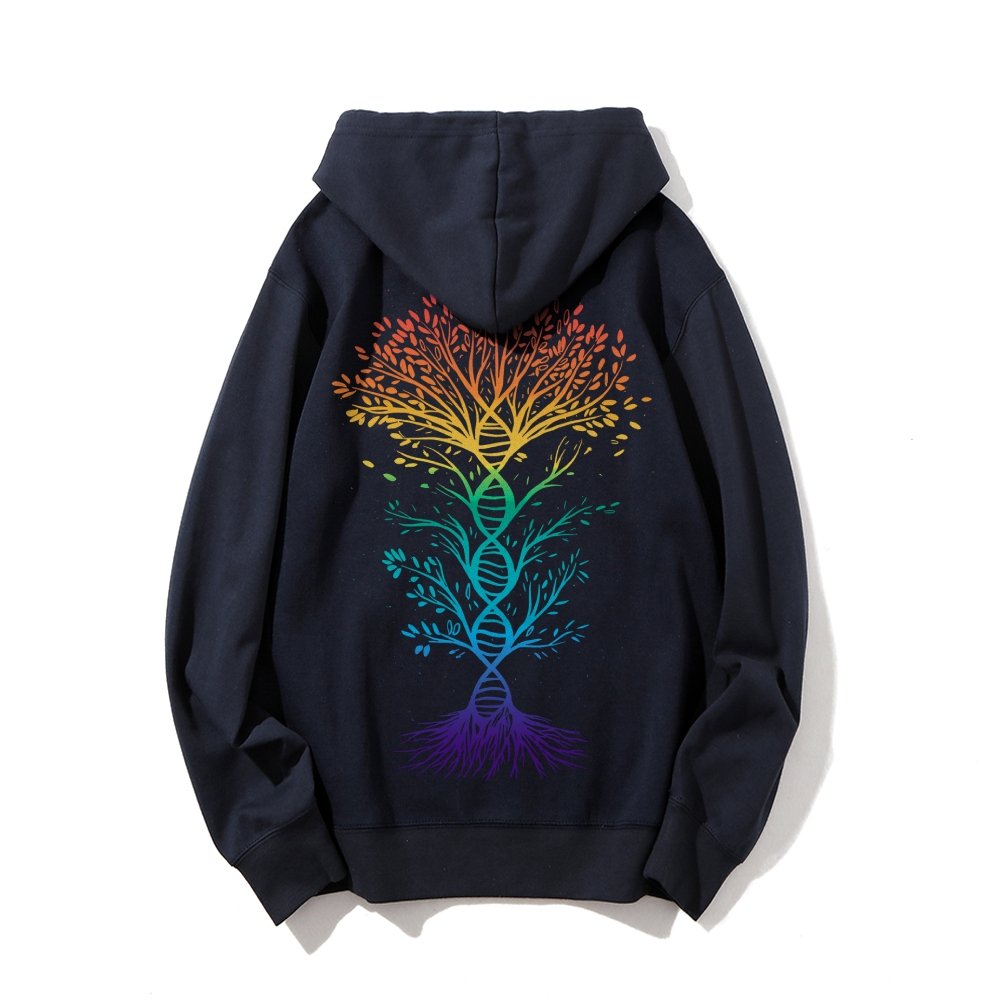 DNA Tree Of Life Science Printed Back Unisex Cotton Hoodie