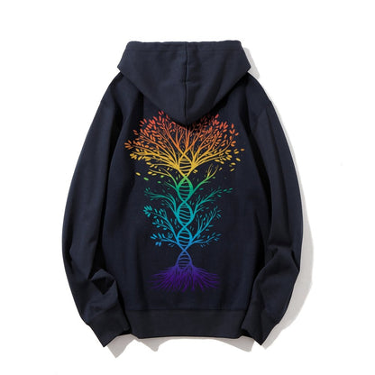 DNA Tree Of Life Science Printed Back Unisex Cotton Hoodie