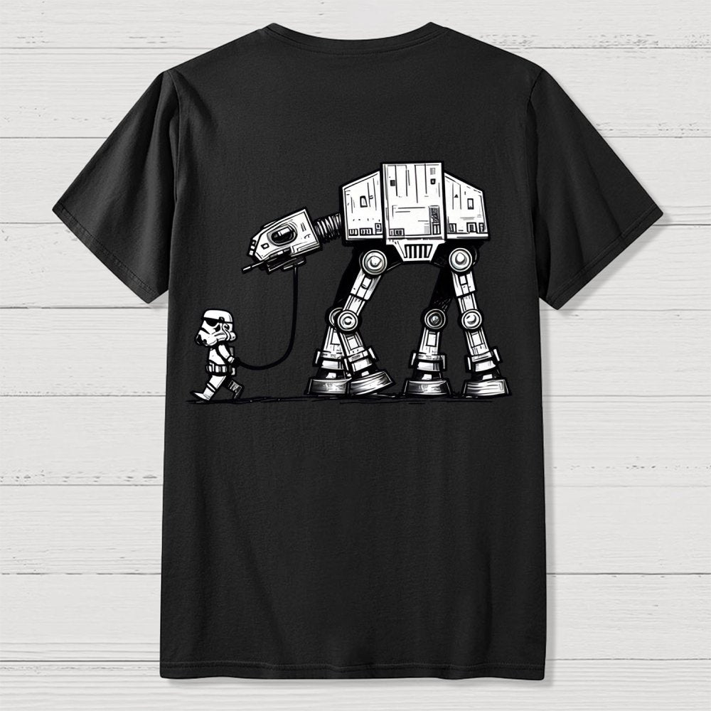 Galactic Robot Dog-Planetary Battles Front And Back Printing Geek T-Shirt