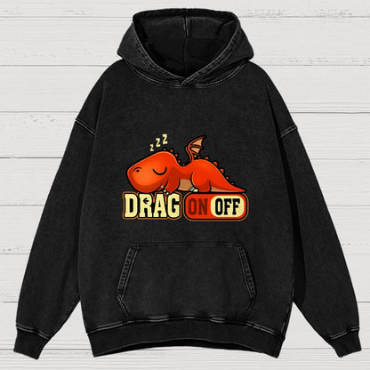 Drag On Off Vintage Distressed Hoodie