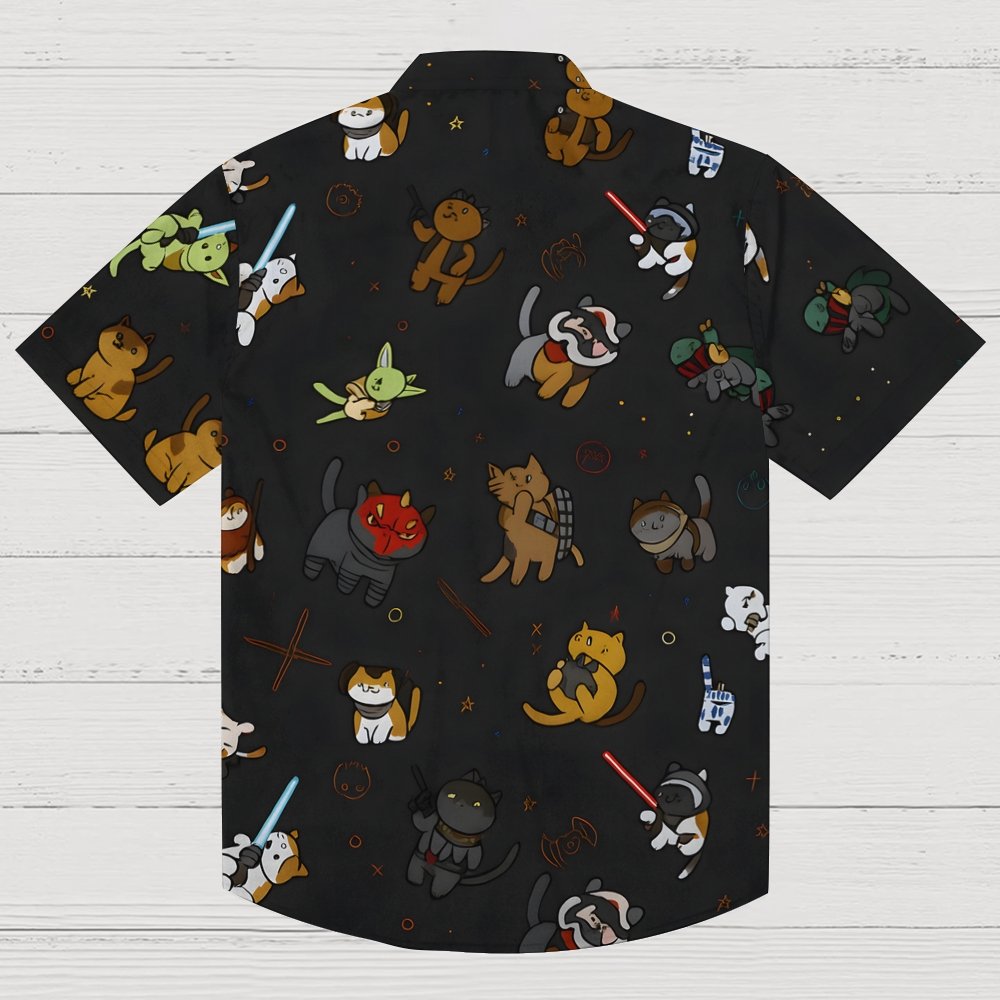 Tie The Fighter Cat Funny Geek Hawaiian Shirt