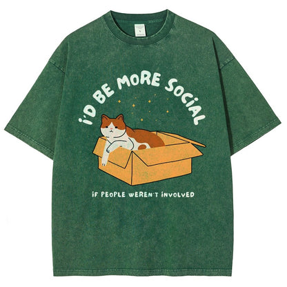 I'd Be More Social Vintage Distressed T-shirt