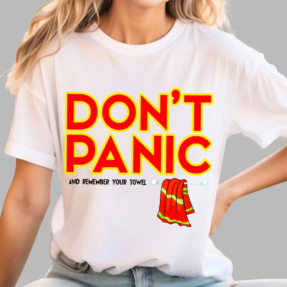 Don't Panic With Towel Geek T-Shirt