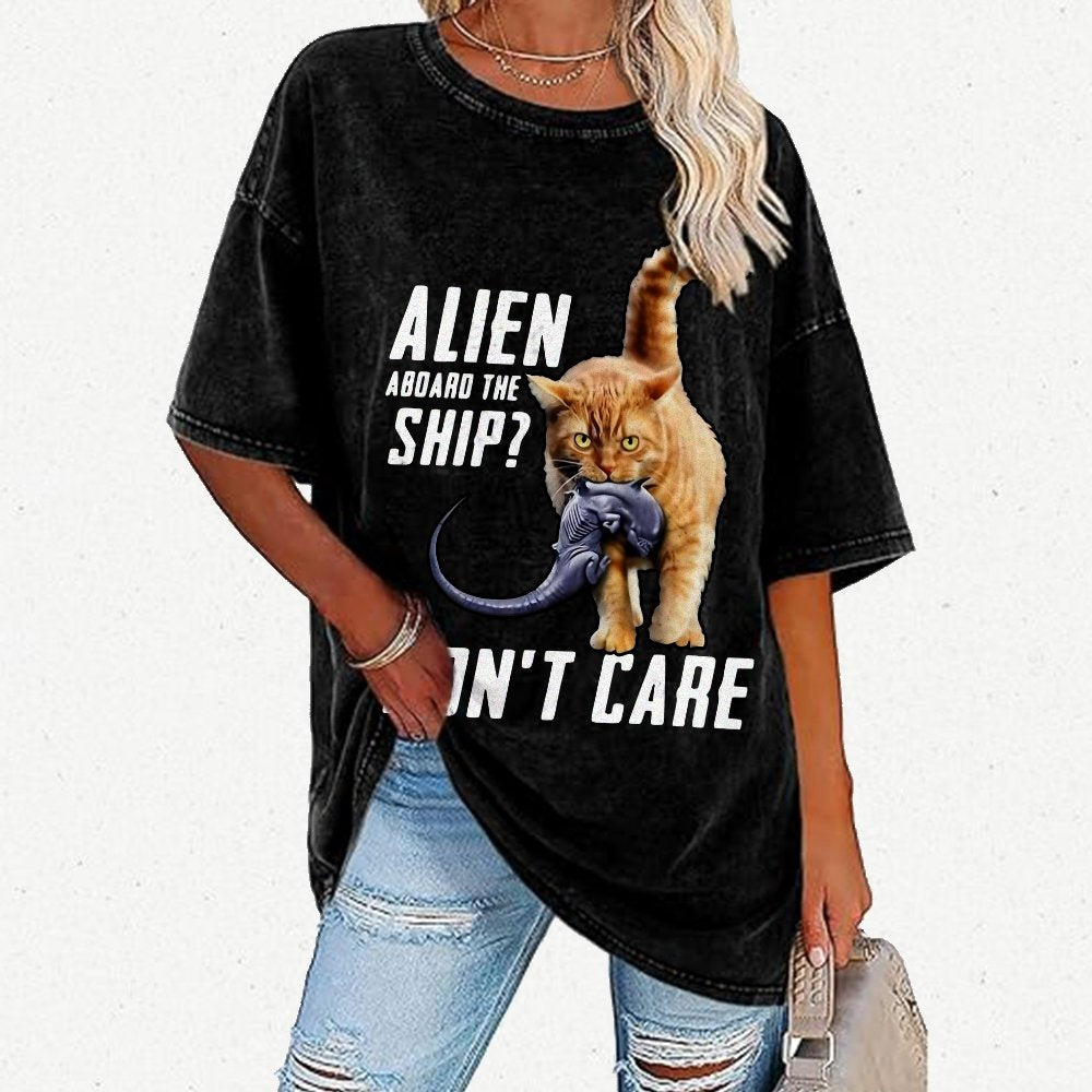 Top Cat Alien Aboard The Ship Don’t Care Vintage Distressed T-shirt