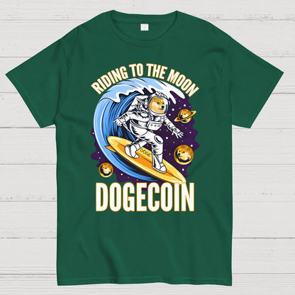 Riding To The Moon Dogecoin DOGE Geek T-Shirt