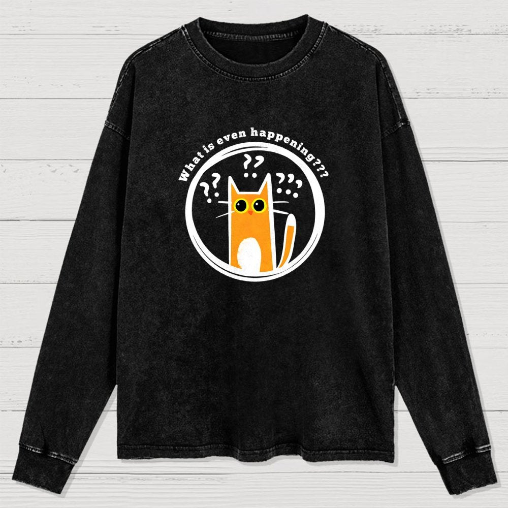 What Is Even Happening Washed Long Sleeve Tee