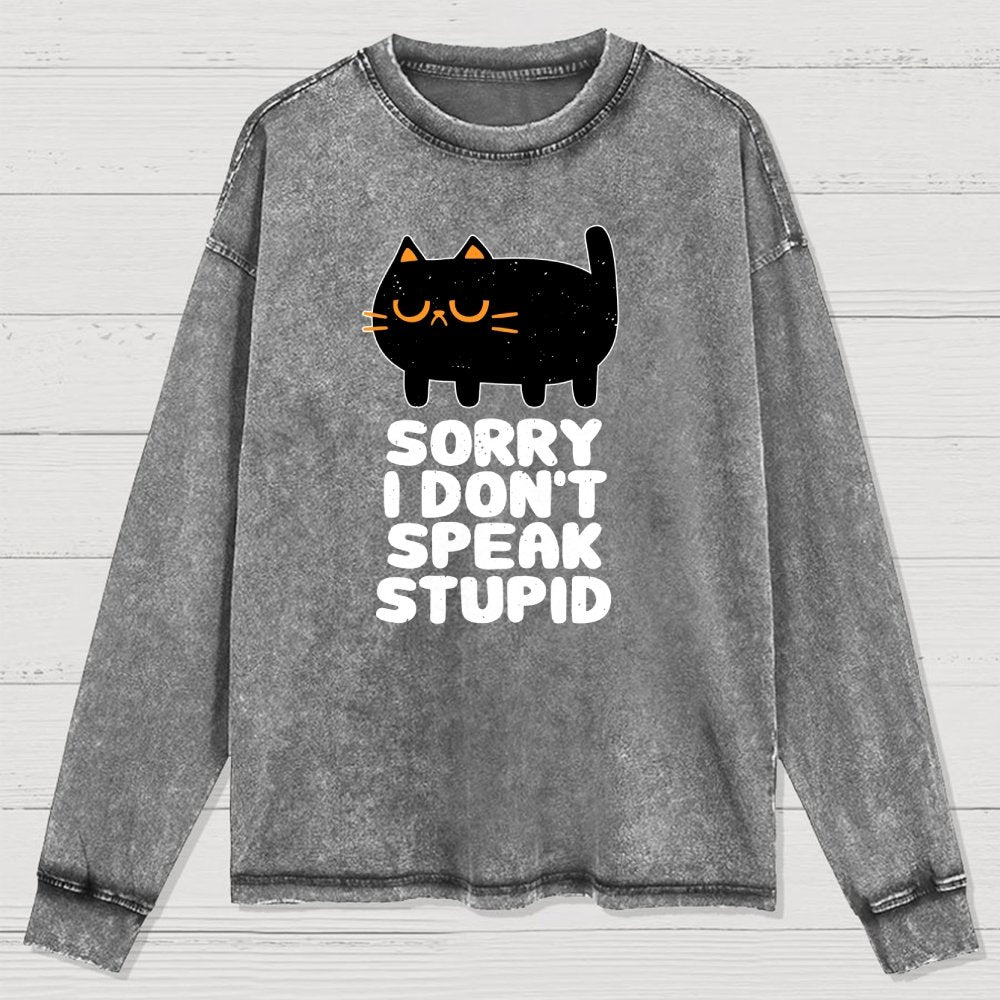 I Don't Speak Stupid Washed Long Sleeve Tee