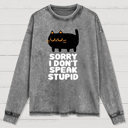 I Don't Speak Stupid Washed Long Sleeve Tee