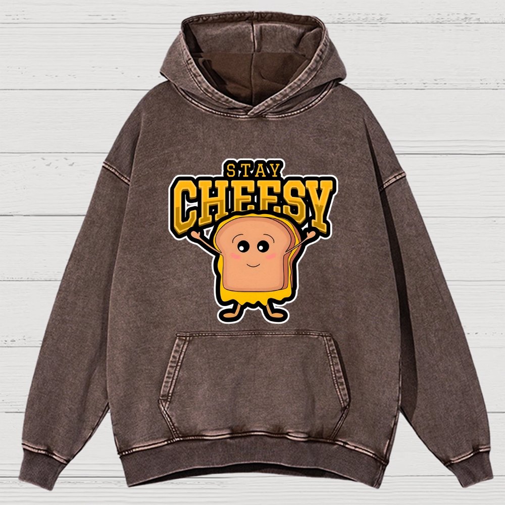Sandwich Stay Cheesy Vintage Distressed Hoodie
