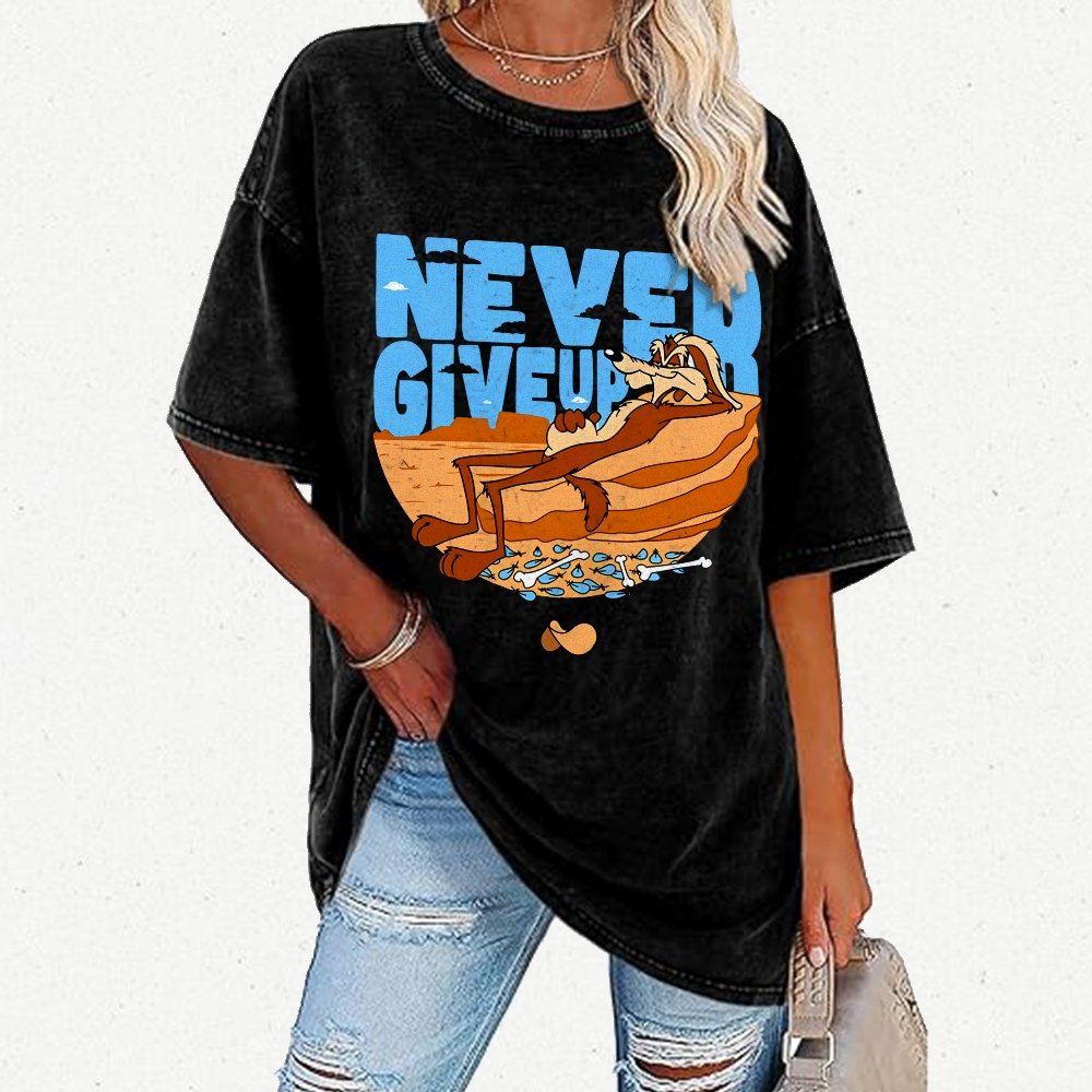 Never Give Up Vintage Distressed T-shirt