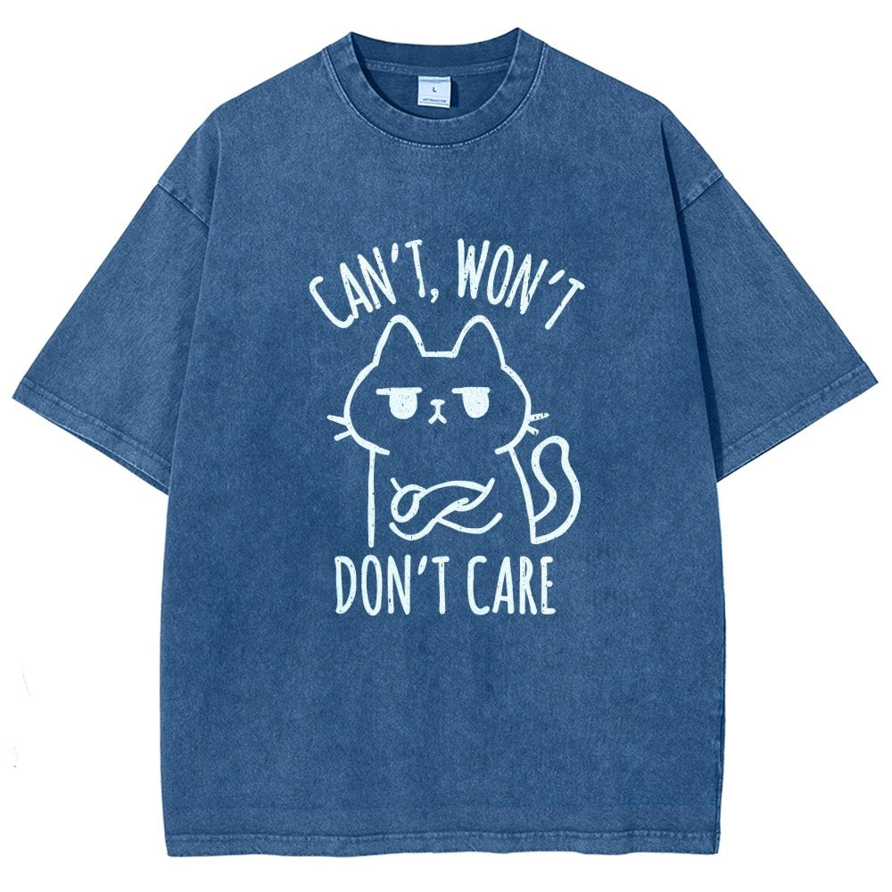 Can't Won't Don't Care Vintage Distressed T-shirt