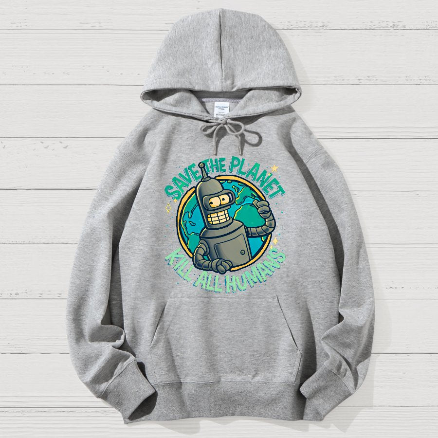 Save The Planet Kill All Humans Geek Cotton Hoodie