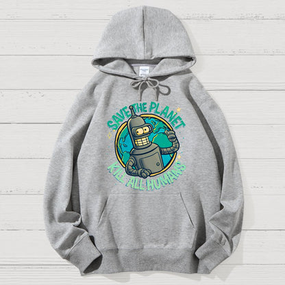 Save The Planet Kill All Humans Geek Cotton Hoodie