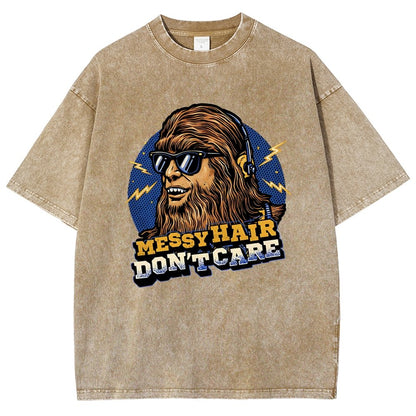 Messy Hair Don't Care Vintage Distressed T-shirt