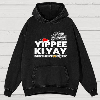 Merry Christmas And Yippee Ki Yay Motherfucker Vintage Distressed Hoodie