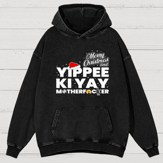 Merry Christmas And Yippee Ki Yay Motherfucker Vintage Distressed Hoodie