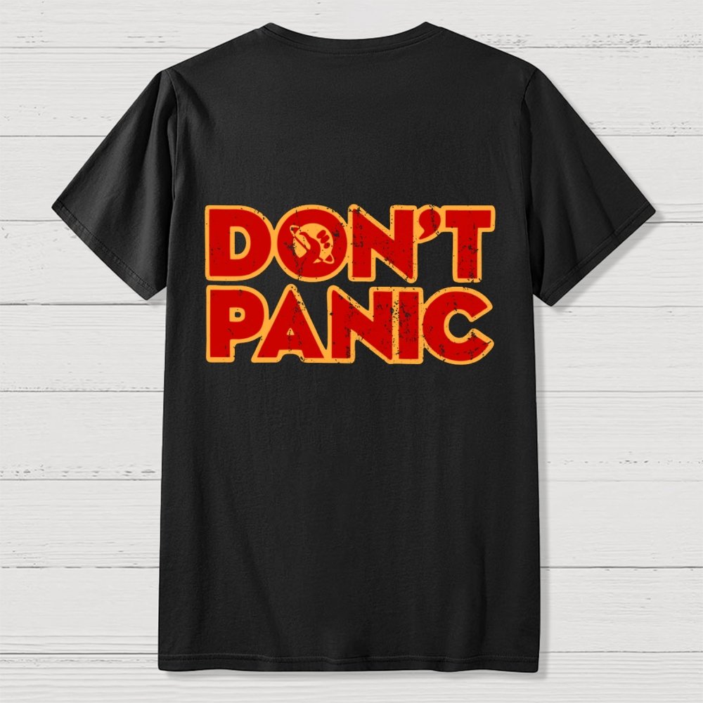Dont Panic Vintage Distressed Front And Back Printing Geek T-Shirt