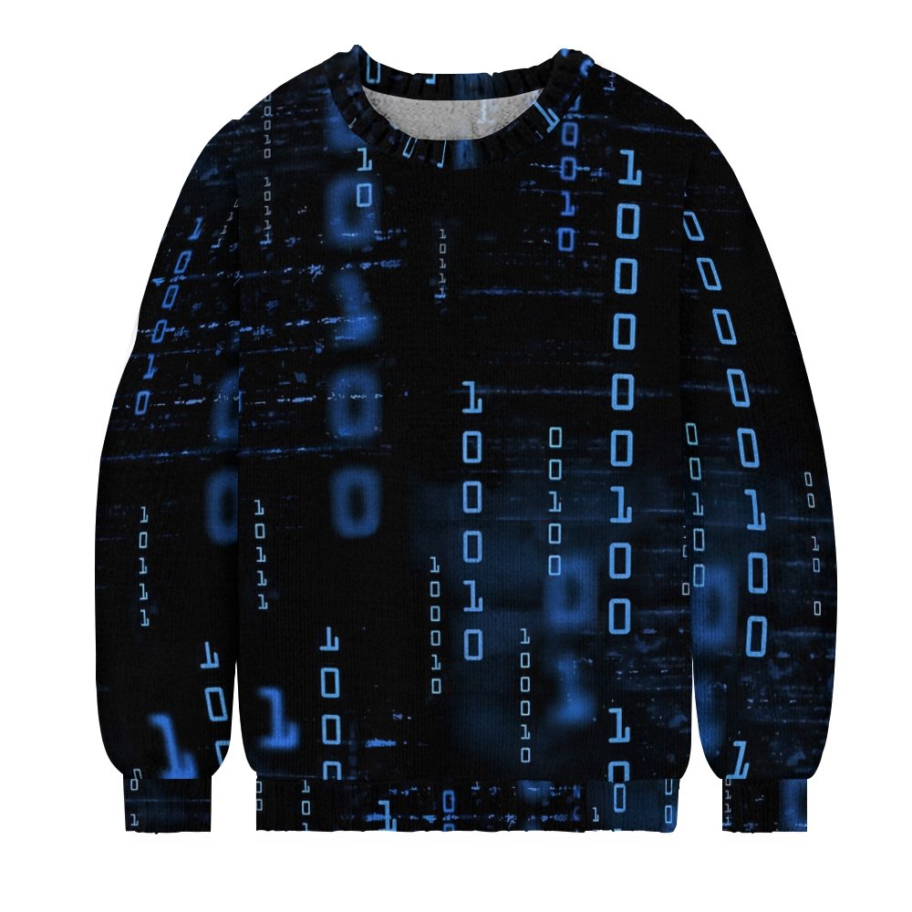 Blue Codes 0 And 1 Crew Neck Sweater