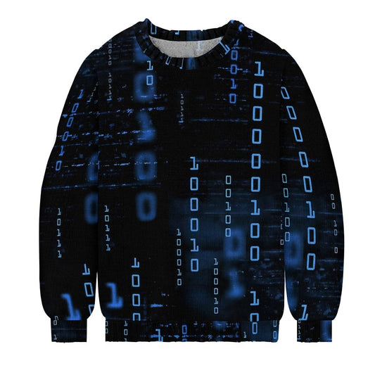Blue Codes 0 And 1 Crew Neck Sweater
