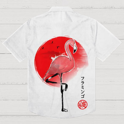 Flamingo Sumi E Geek Hawaiian Shirt