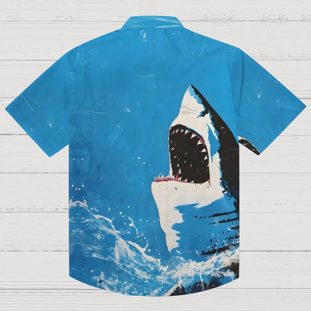 Shark Art Printed Geek Hawaiian Shirt