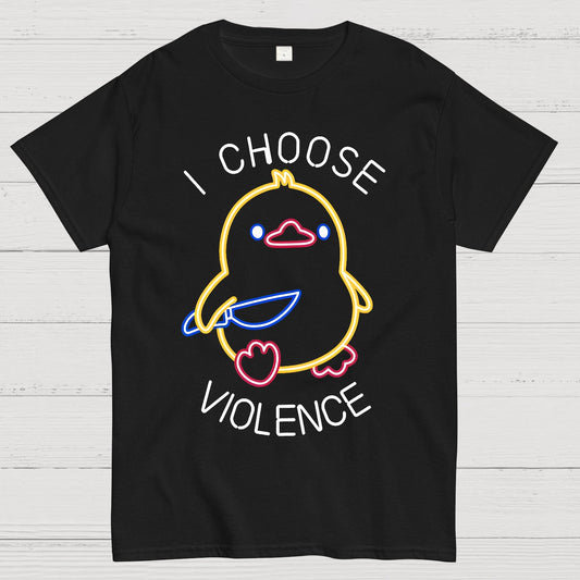 I Choose Violence Neon Funny Duck Geek T-Shirt