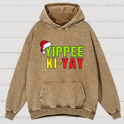 Yippee-Ki-Yay Funny Christmas Vintage Distressed Hoodie