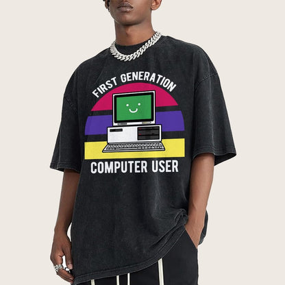 First Generation Computer User Vintage Distressed T-shirt