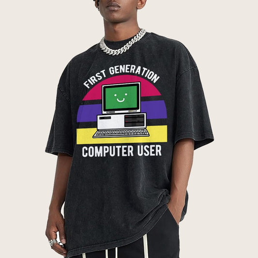 First Generation Computer User Vintage Distressed T-shirt