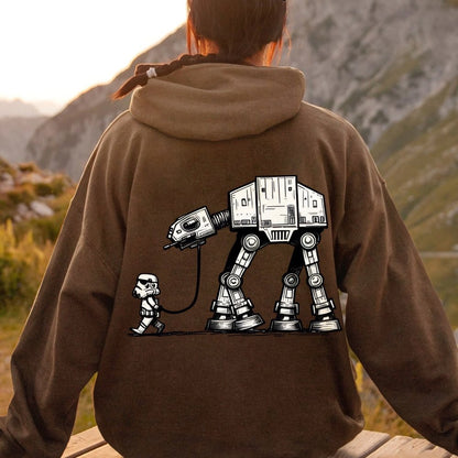 Galactic Robot Dog - Planetary Skirmishes Printed Back Unisex Cotton Hoodie
