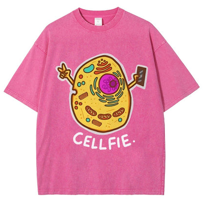 Biology pun Cell-Fie Vintage Distressed T-shirt