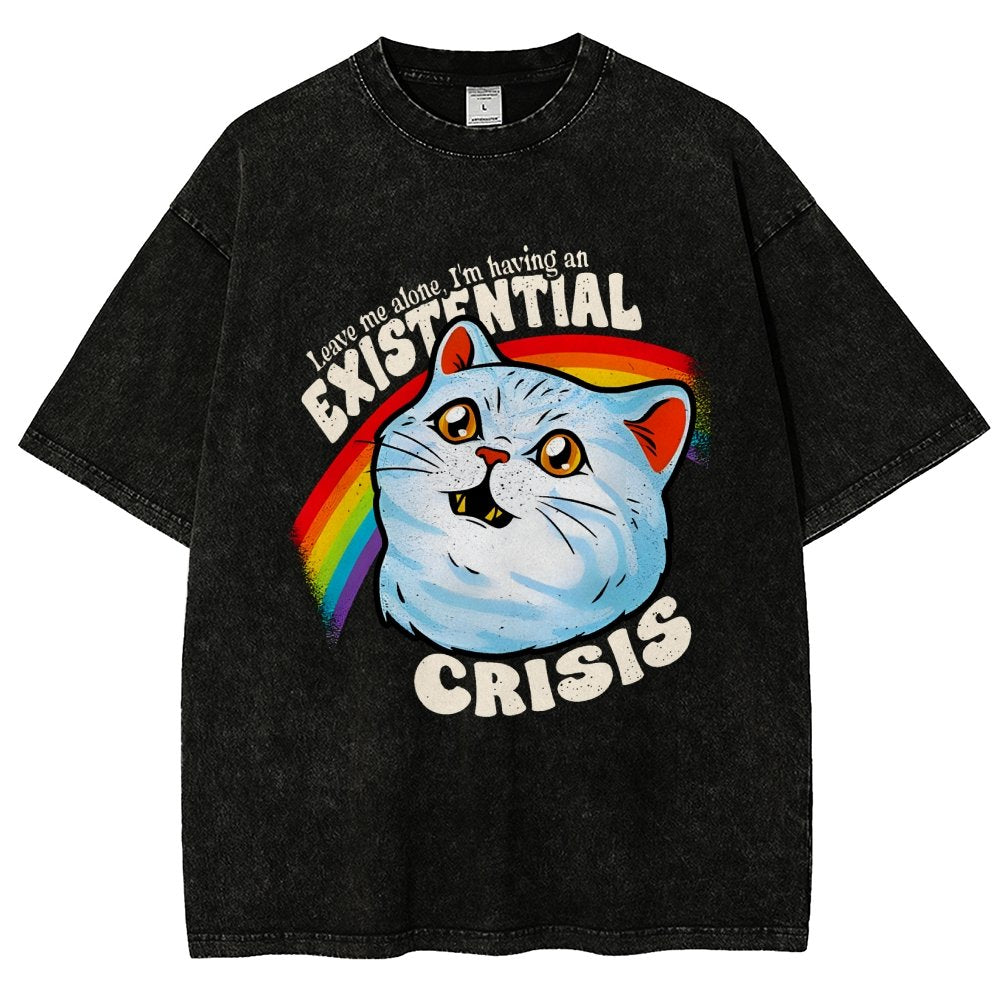 Existential Crisis Cat Vintage Distressed T-shirt