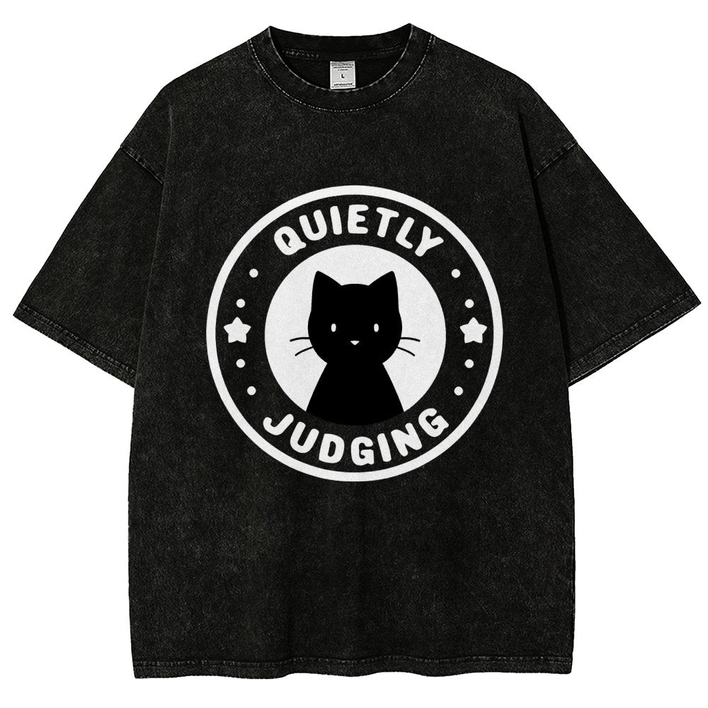 Quietly Judging Cat Vintage Distressed T-shirt