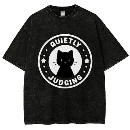 Quietly Judging Cat Vintage Distressed T-shirt