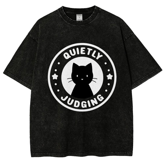 Quietly Judging Cat Vintage Distressed T-shirt