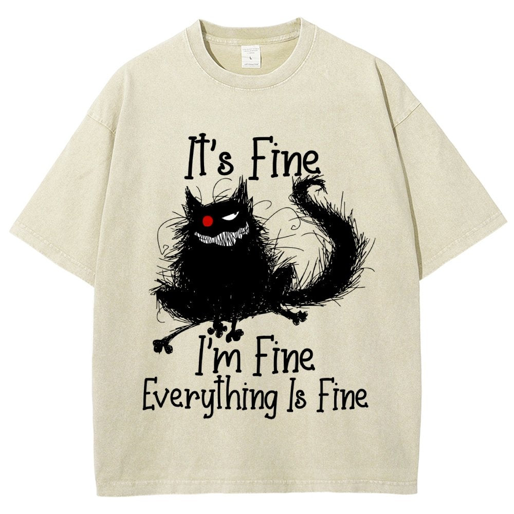 It's fine funny cat Vintage Distressed T-shirt