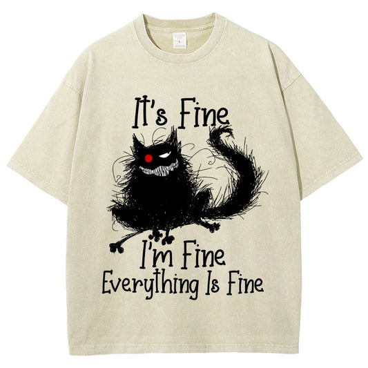It's fine funny cat Vintage Distressed T-shirt