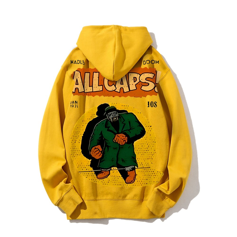 Vintage Hip-Hop Mf Graphic Printed Back Cotton Hoodie