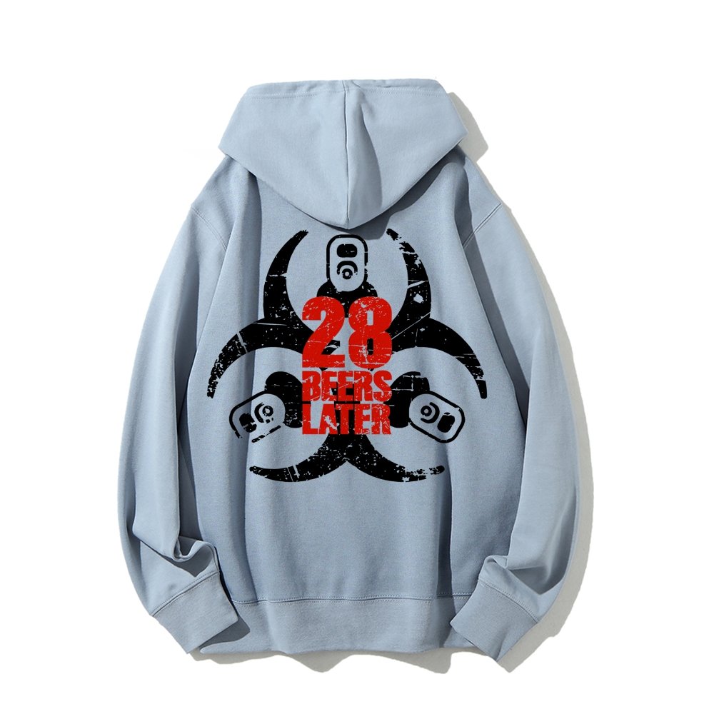 28 beers later Printed Back Unisex Cotton Hoodie