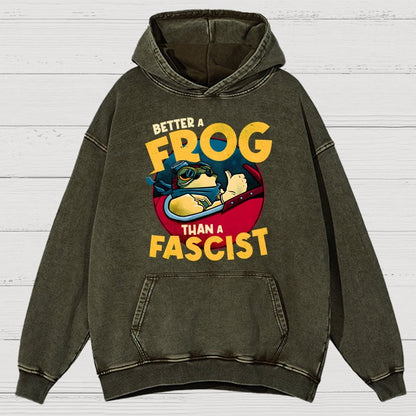 Better A Frog Than A Fascist Vintage Distressed Hoodie
