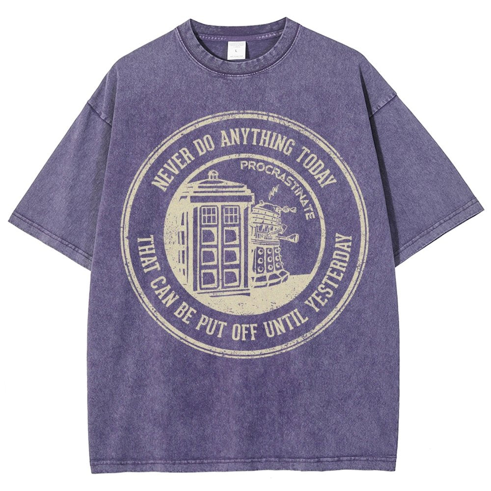 Time Travel Procrastination Vintage Distressed T-shirt