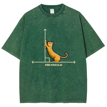 Purr-Pendicular Cute Maths Cat Premium Vintage Distressed T-shirt
