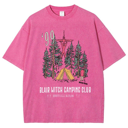Witch Camping Vintage Distressed T-shirt