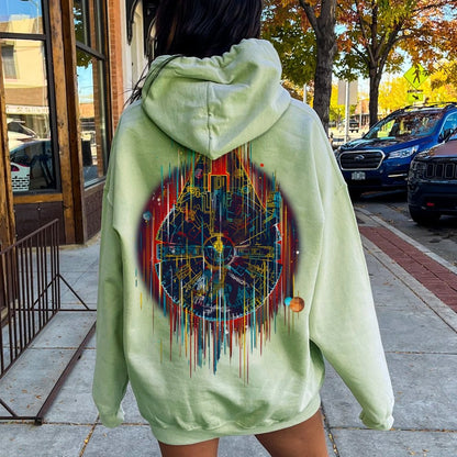 The Neon Falcon Printed Back Cotton Hoodie